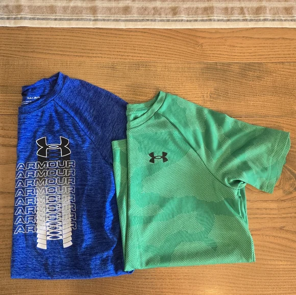 Under Armour Kids' Blue and Green Shirts - Picture 4 of 5